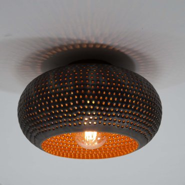 Vico Perforated - plafondverlichting - Ø 35 x 20 cm - zwart bruin