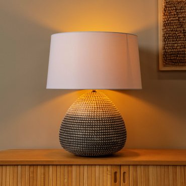 Lucide Maduka - tafellamp - Ø 45 x 61 cm - lichtbruin en wit