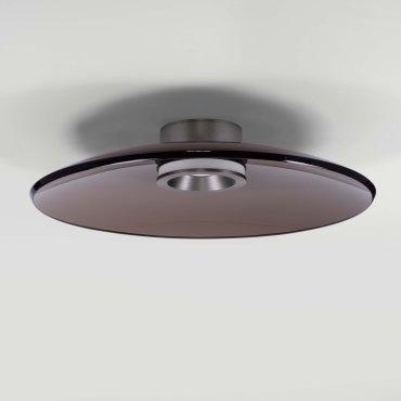 Nova Luce Esti - plafondlamp - Ø 50 x 10,6 cm - 33W dimbare LED incl. - geborsteld nikkel en donkerbruin glas