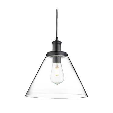 Searchlight Pyramid - hanglamp - Ø 29 x 100 cm - transparant en mat zwart