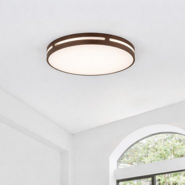 Nova Luce Wheel - plafondlamp - Ø 45 x 6 cm - 30W LED incl. - koffiebruin