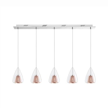 Nova Luce Hugo - hanglamp - 112 x 120 cm - rose goud en chroom