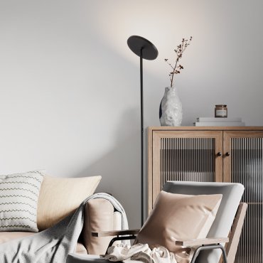 Nova Luce Sinkro - vloerlamp - 25 x 180,6 cm - 30W dimbare LED incl. - zandzwart