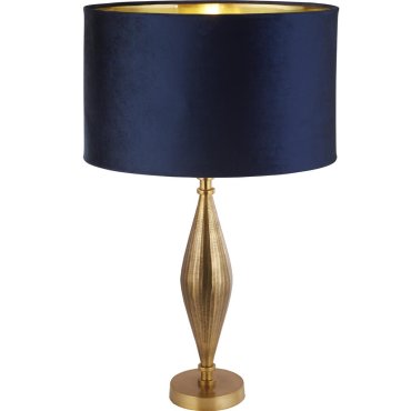 Searchlight Rye - tafellamp - Ø 40 x 70 cm - antiek messing, goud en marine