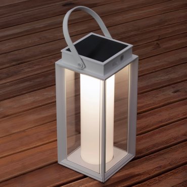 Nova Luce Verhal - draagbare tafellamp op zonne-energie met USB-poort - 16 x 47,5 x 16 cm - 2W dimbare LED incl. -  IP54 - zandwit