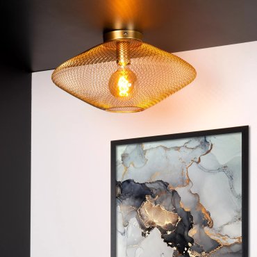 Lucide Mesh - plafondverlichting - Ø 45 x 24 cm - mat goud en messing