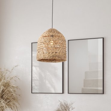 Nova Luce Bola - hanglamp - Ø 42,5 x 200 cm - natuurlijk en zwart