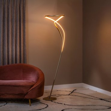 Lucide Sardana - vloerlamp - Ø 43,5 x 180 cm - 30,5W dimbare LED incl. - messing