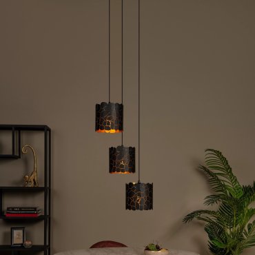 Lucide Almelo - hanglamp 3L - Ø 45 x 165 cm - zwart