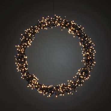 Konstsmide kerstverlichting - LED kerstkrans mat - Ø 50 x 5 cm - IP44 - zwart