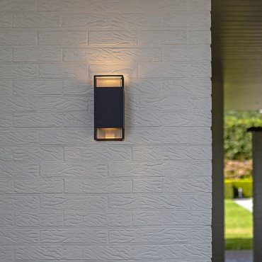 Lutec Ridge - buiten wandverlichting - 10,6 x 8,1 x 23,5 cm - IP54 - donkergrijs