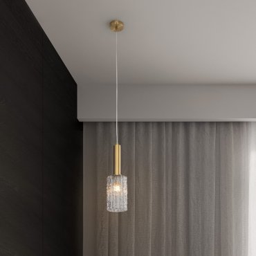 Nova Luce Certa - hanglamp - Ø 12,5 x 120 cm - helder glas en messing goud