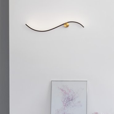 Nova Luce Kima - wandlamp - 65 x 13 x 6 cm - 14W LED incl. - goud en zandzwart