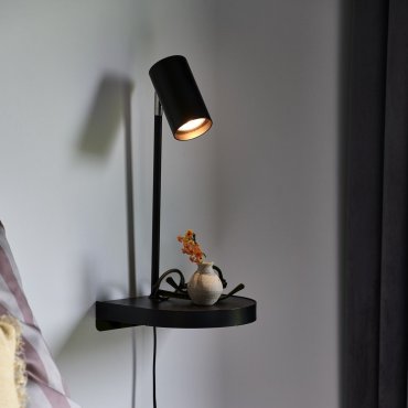 Nordlux Cody - wandlamp met schakelaar en USB-poort - 20 x 20 x 42,9 cm - zwart