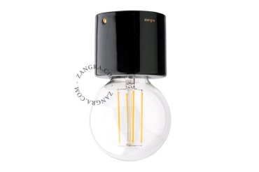 Zangra Puur Porselein - plafond/wandlamp - Ø8 x 7 cm - zwart
