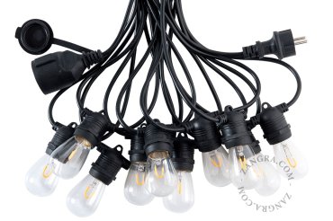 TWEEDEKANS - Zangra lichtslinger - 10 meter - 10 x 1W LED incl. - IP44 - warmwitte lichtkleur - zwart
