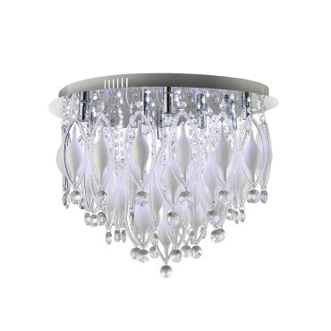 Searchlight Spindle - plafondverlichting met afstandsbediening - Ø 55 x 43 cm - 3W LED incl. - chroom en transparant
