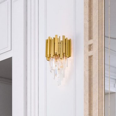 Nova Luce Grane - wandverlichting - 25 x 15,5 x 35 cm - goud en transparant