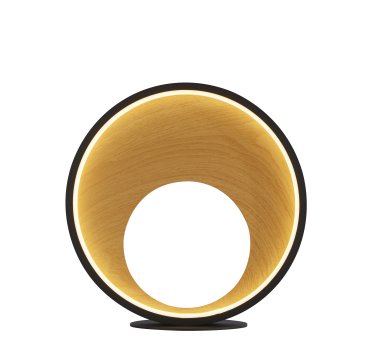 Searchlight Curio - tafellamp - 30 x 31 cm - 3 stappen dimbaar - 11W LED incl. - zwart en houteffect