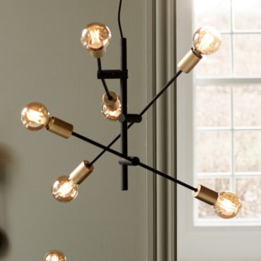 Nordlux Josefine - hanglamp - Ø 55 x 79 cm - mat zwart en messing