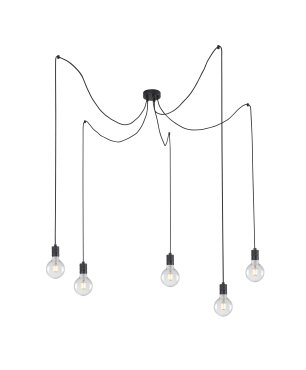 Artdelight Spin - hanglamp 5L - Ø 4,7 x 7,5 cm - zwart