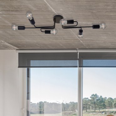 Nova Luce Granso - plafondverlichting - 86 x 31 x 14,7 cm - zand zwart