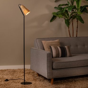 Lucide Bensen - vloerlamp - Ø 22 x 152 cm - naturel