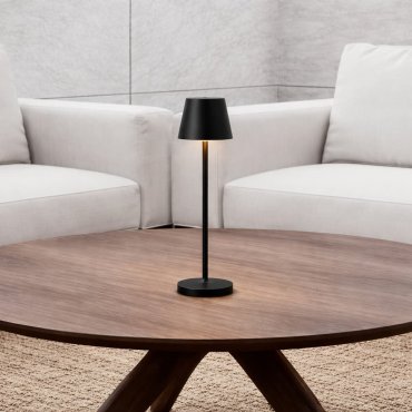 Nova Luce Petit - oplaadbare tafellamp - Ø 7 x 28 cm - 2W dimbare LED incl. - IP54 - donker antraciet