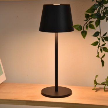 Lutec Roble - oplaadbare buiten tafellamp - Ø 11 x 28 cm - 1,1W LED incl. - IP54 - zwart