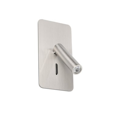 Faro Suau - inbouw wandverlichting met schakelaar - 9,5 x 17 cm - 3W LED incl. - satijn nikkel