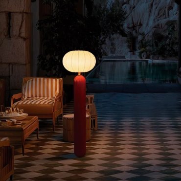 New Garden Rachel 145 - oplaadbare vloerlamp op zonne-energie en op batterijen met afstandsbediening - Ø 36 x 143 cm - 5W LED incl. - IP65 - bordeauxrood - 3000K