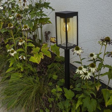 Lutec Flair - tuinpaal op zonne-energie - 12 x 12 x 76 cm - 2W LED incl. - IP44 - zwart