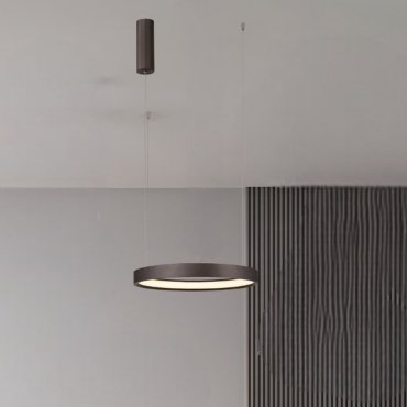 Nova Luce Perrine - hanglamp - Ø 40 x 150 cm - 22W dimbare LED incl. - geborsteld koffiebruin