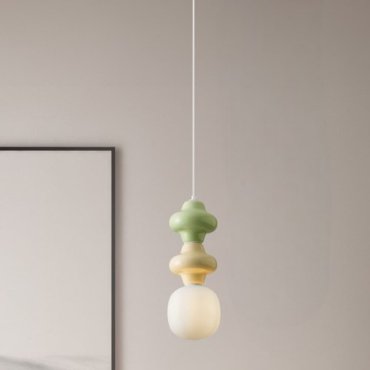 Nova Luce Clio - hanglamp - Ø 18 x 215 cm - groen, geel, wit en opaalglas