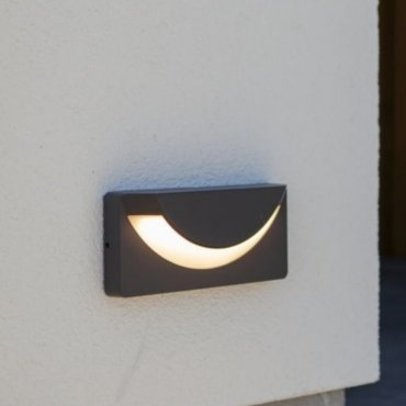 Lutec Lups - buiten wandlamp - 23,1 x 10,1 x 4,8 cm - 14W LED incl. - IP54 - donker grijs