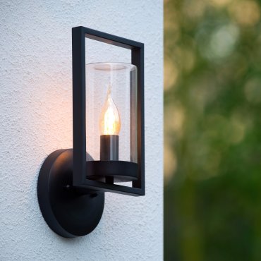 Lucide Nispen - buiten wandlamp - 16 x 13 x 31 cm - IP44 - zwart