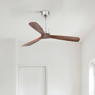 Faro Lantau L - plafondventilator - Ø 132 cm - mat nikkel en walnoot