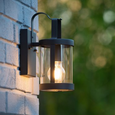 Lucide Lindelo - buiten wandlamp - 11 x 16 x 26 cm - IP23 - zwart