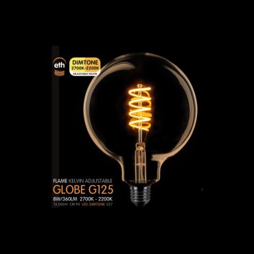 ETH LED Spiral Globe - Ø 12,5 cm - E27 - dimtone - 6W - 2700K tot 2200K - goud