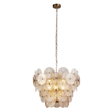 Searchlight Wagon - hanglamp - Ø 64 x 150 cm - goud, transparant en amber
