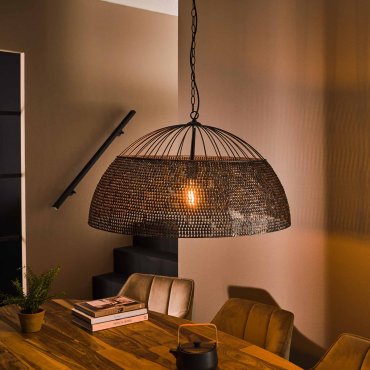 Vico Knight - hanglamp - Ø 80 x 150 cm - zwart bruin