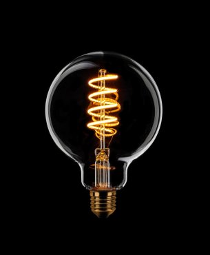 ETH Globe Spiral LED Filament - Ø 9,5 cm - E27 - dimbaar - 7,5W - 2200K  - transparant