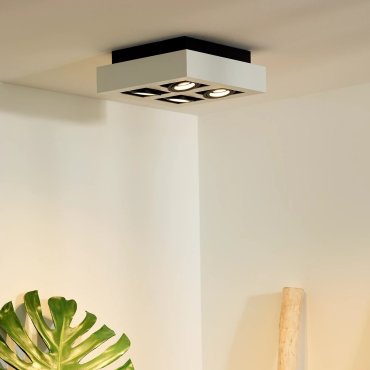 Lucide Xirax - opbouwspot - 25 x 25 x 8,8 cm - 4 x 5W dimbare LED incl. - dim to warm - wit