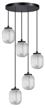 ETH Kristel - hanglamp - Ø 32 x 200 cm - transparant en zwart
