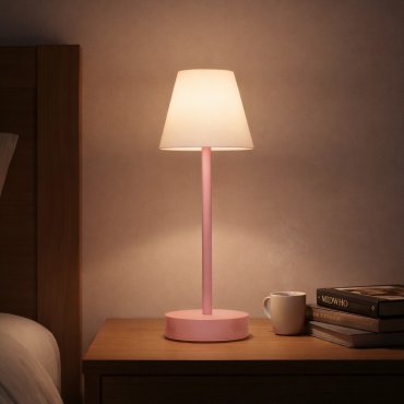 New Garden Lola Slim 30 - oplaadbare tafellamp met touch dimmer - Ø 11 x 32 cm - 1,9W dimbare LED incl. - IP44 - rose - witte lichtkleur