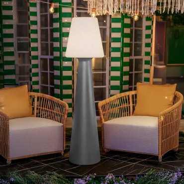 New Garden Lola 165 Pop - vloerlamp met oplaadbare lichtbron - Ø 45 x 165 cm - RGB + wit 10W LED incl. - dimbaar met afstandsbediening - IP54 - cement grijs
