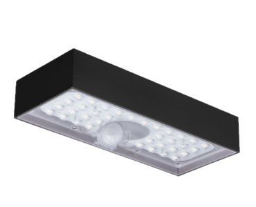 Century Italia Domne - buiten wandlamp met sensor op zonne-energie - 23 x 4,3 x 9,7 cm - 6W LED incl. - IP65 - zwart