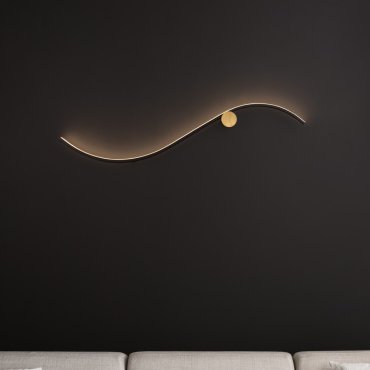 Nova Luce Kima - wandlamp - 102 x 20 x 6 cm - 20W LED incl. - goud en zandzwart