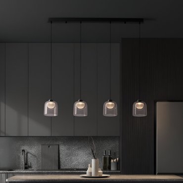 Nova Luce Dione 4L - hanglamp - Ø 14 x 100 x 200 cm - 20W LED incl. - zandzwart