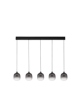 Nova Luce Kita - hanglamp - 102 x 120 x 12 cm - 28W dimbare LED incl. - zandzwart en rokerig glas